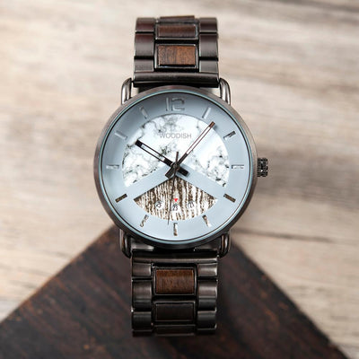 MEN'S STAINLESS STEEL WITH EBONY WOOD WATCH - R30-3 Unisex watches Bobo Bird 