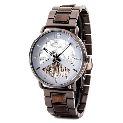 MEN'S STAINLESS STEEL WITH EBONY WOOD WATCH - R30-3 Unisex watches Bobo Bird 