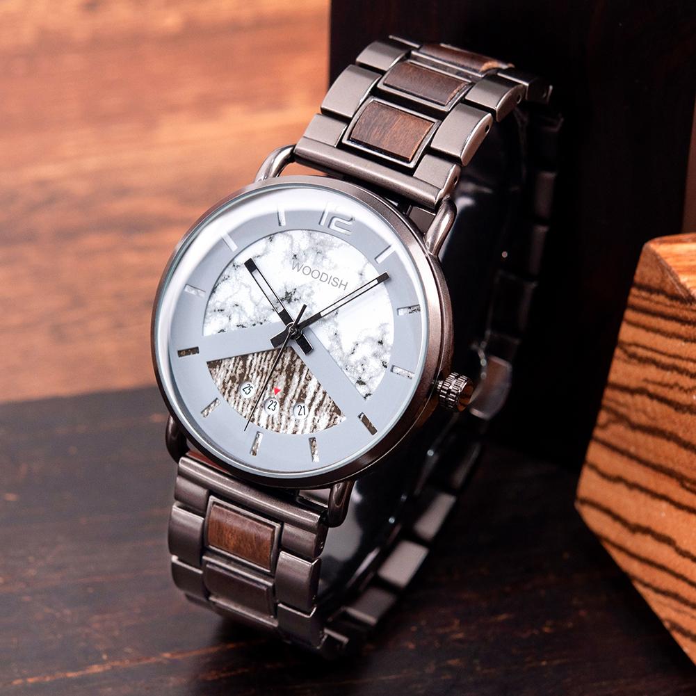 MEN'S STAINLESS STEEL WITH EBONY WOOD WATCH - R30-3 Unisex watches Bobo Bird 