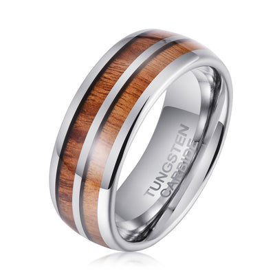 Men's Striped Vietnam Wood Tungsten Ring Men's Ring Ouyuan Jewelry 