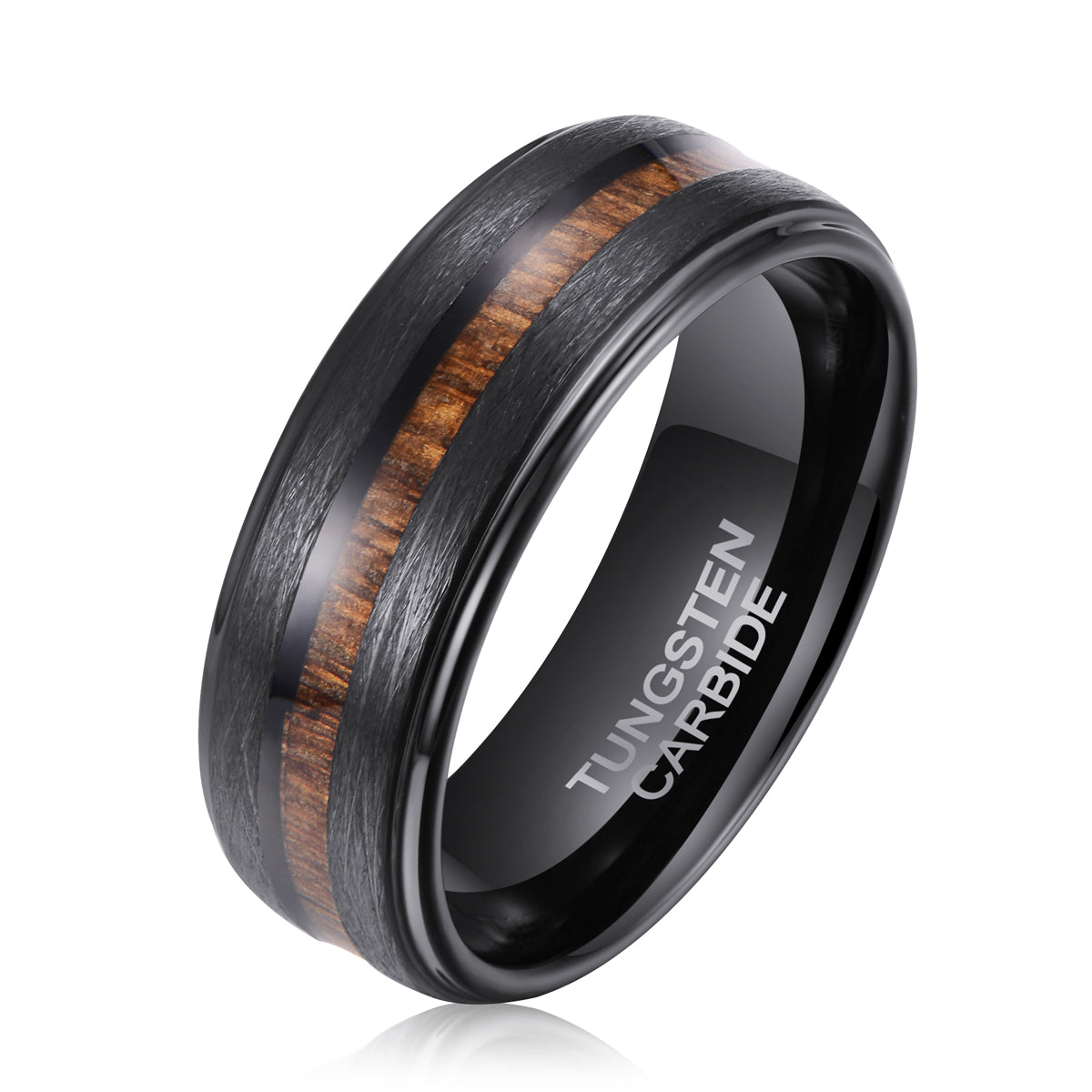 Men's Teak Wood Black Tungsten Ring R-147 – Woodish