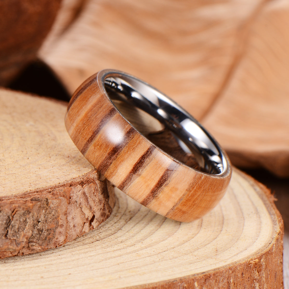 Men's Zebrawood Tungsten Ring Men's Ring Ouyuan Jewelry 