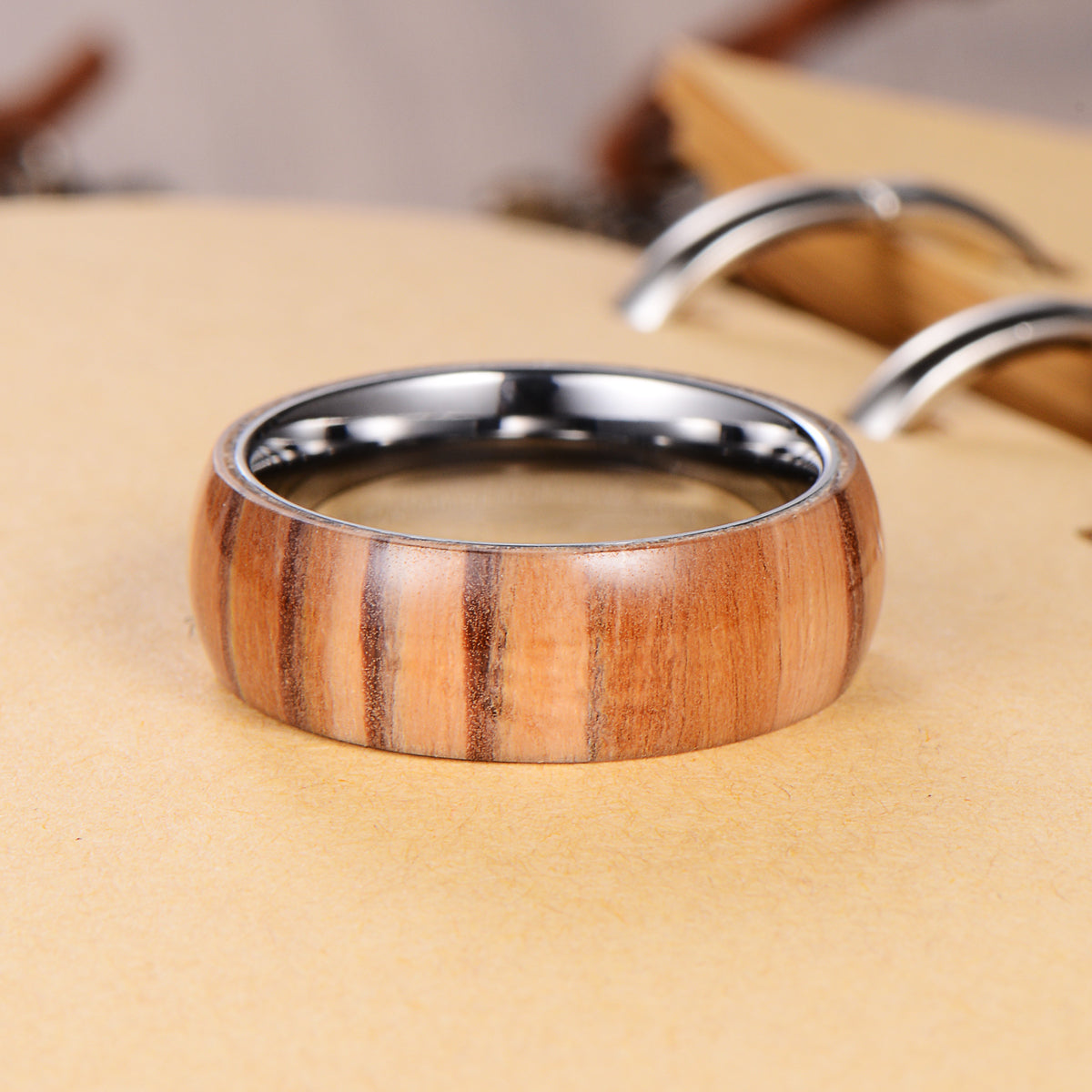Men's Zebrawood Tungsten Ring Men's Ring Ouyuan Jewelry 
