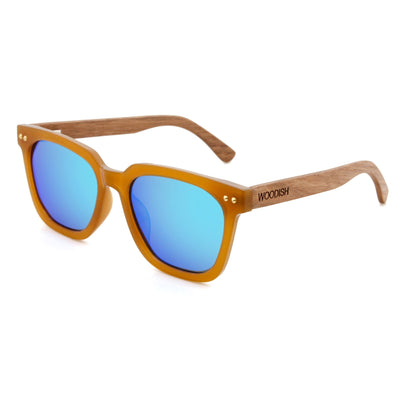 Polarized Walnut Blue Lens Sunglasses S2116 Unisex Sunglasses Retsing Eyewear 