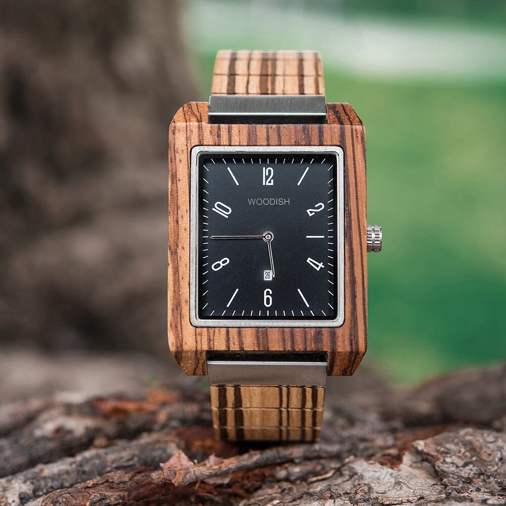 Rectangular Metal and Wooden Watch for Men GT029-1 Men's watch Bobo Bird 