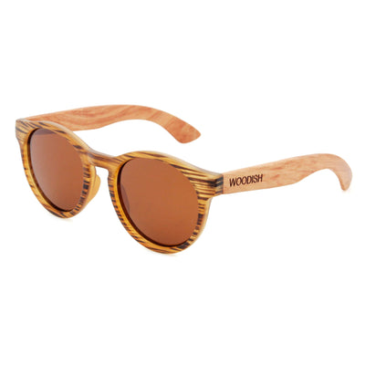 Round Brown Lens Polarized Bubinga Wood Sunglasses S910 Unisex Sunglasses Retsing Eyewear 