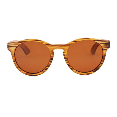 Round Brown Lens Polarized Bubinga Wood Sunglasses S910 Unisex Sunglasses Retsing Eyewear 