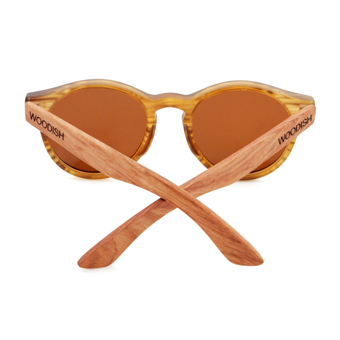 Round Brown Lens Polarized Bubinga Wood Sunglasses S910 Unisex Sunglasses Retsing Eyewear 