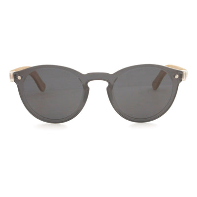 Round Gray Lens Polarized Bamboo Sunglasses S110 Unisex Sunglasses Retsing Eyewear 