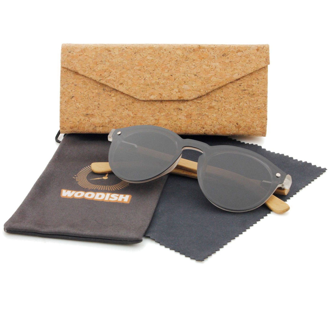 Round Gray Lens Polarized Bamboo Sunglasses S110 Unisex Sunglasses Retsing Eyewear 