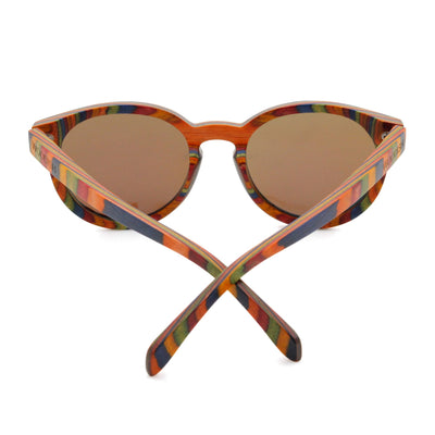 Round Skateboard Blue Lens Polarized Bamboo Sunglasses 4850-1 Unisex Sunglasses Retsing Eyewear 