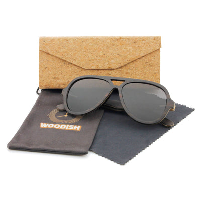 Stylish Layered Ebony Polarized Wooden Sunglasses 5630-2 Unisex Sunglasses Retsing Eyewear 