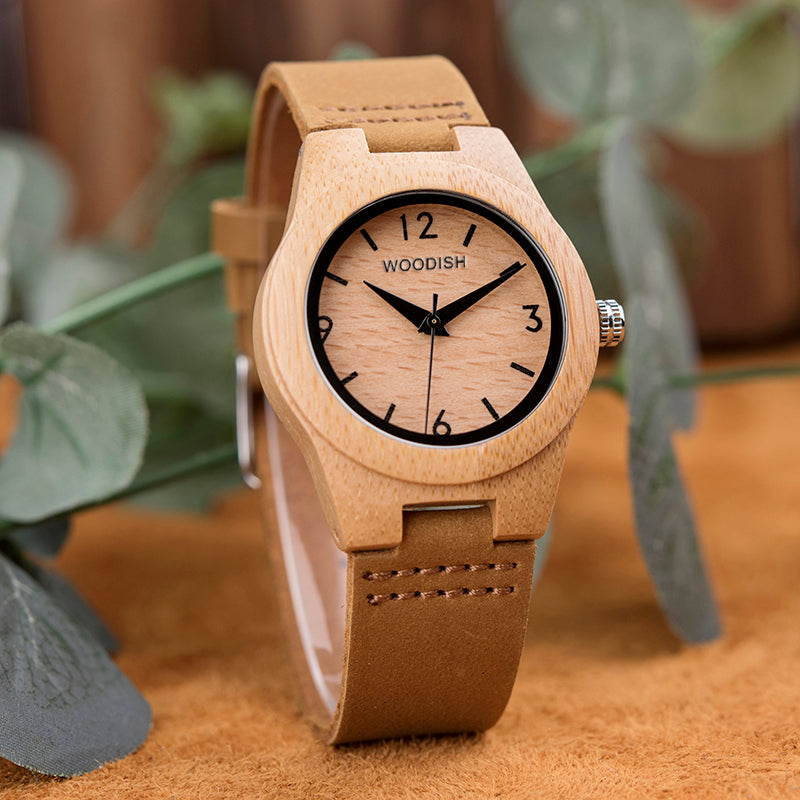 Women's Round Bamboo Watch B13 Women's watch Free Man 