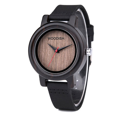 Women's Round Ebony Wooden Watch B18 Women's watch Free Man 