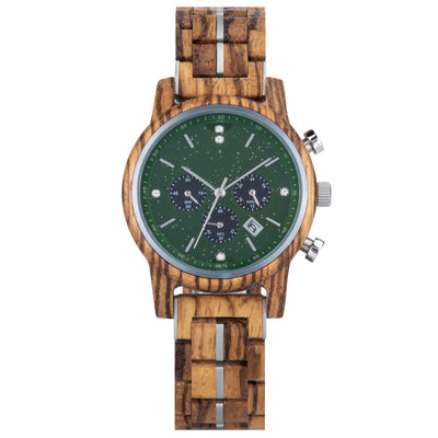 Womens Zebrawood and Stainless Steel Chronograph Wooden Watch GT118-1 Women's watch Bobo Bird 