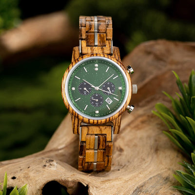 Womens Zebrawood and Stainless Steel Chronograph Wooden Watch GT118-1 Women's watch Bobo Bird 