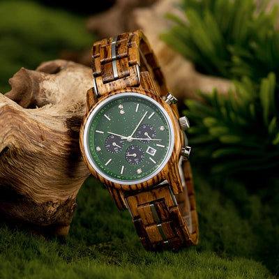 Womens Zebrawood and Stainless Steel Chronograph Wooden Watch GT118-1 Women's watch Bobo Bird 