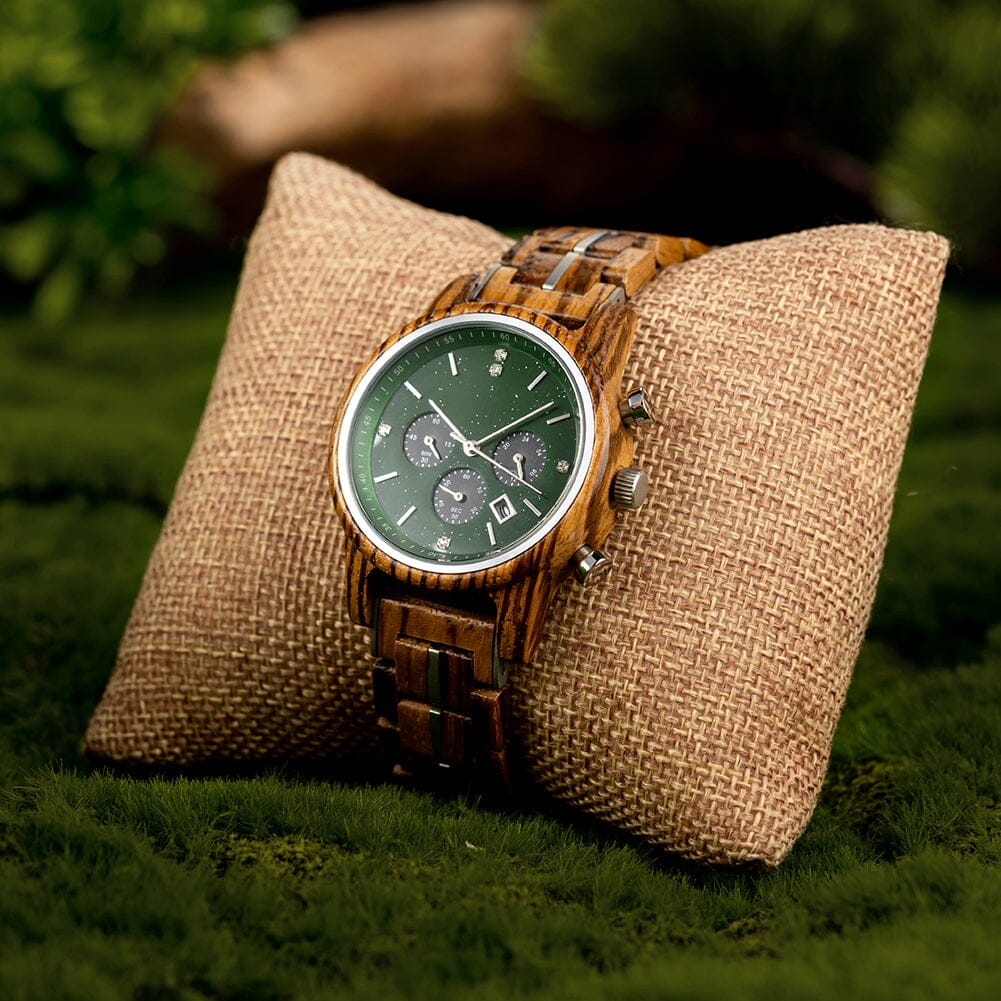 Womens Zebrawood and Stainless Steel Chronograph Wooden Watch GT118-1 Women's watch Bobo Bird 