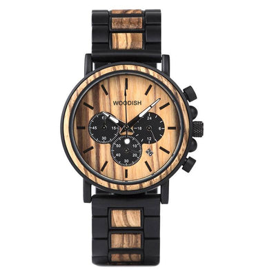 WOODEN STYLISH CHRONOGRAPH MILITARY WATCH FOR MEN P09-1 Men's watch Bobo Bird 