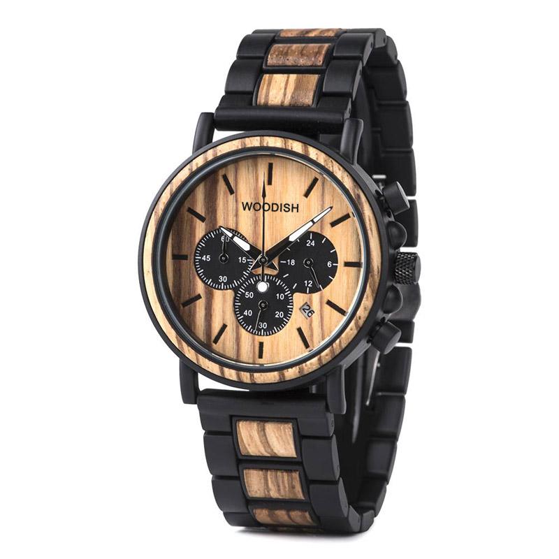 WOODEN STYLISH CHRONOGRAPH MILITARY WATCH FOR MEN P09-1 Men's watch Bobo Bird 