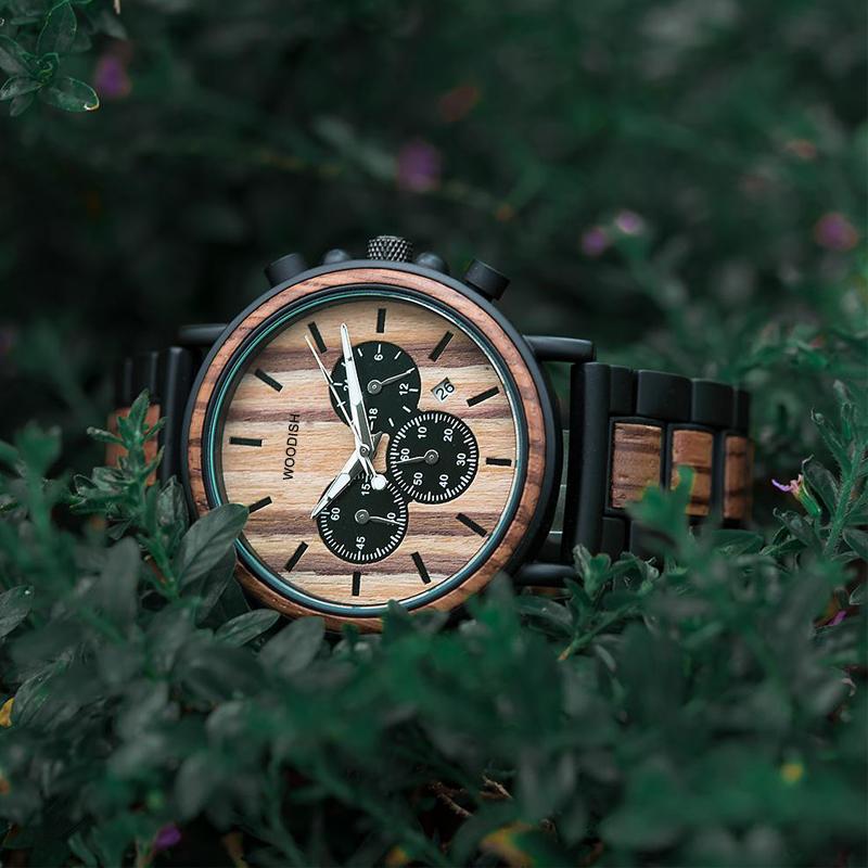 WOODEN STYLISH CHRONOGRAPH MILITARY WATCH FOR MEN P09-1 Men's watch Bobo Bird 