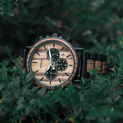 WOODEN STYLISH CHRONOGRAPH MILITARY WATCH FOR MEN P09-1 Men's watch Bobo Bird 