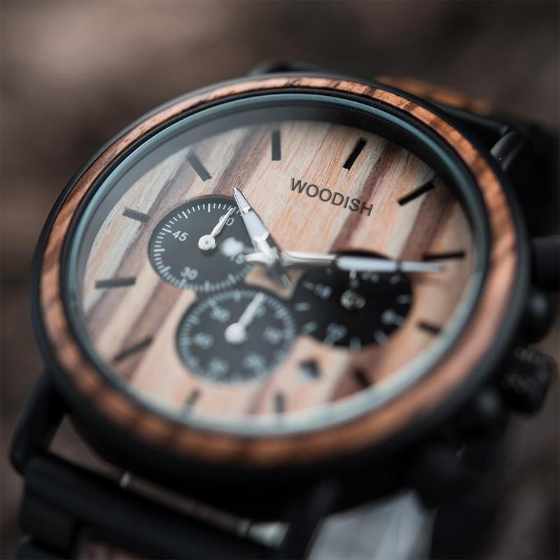 WOODEN STYLISH CHRONOGRAPH MILITARY WATCH FOR MEN P09-1 Men's watch Bobo Bird 