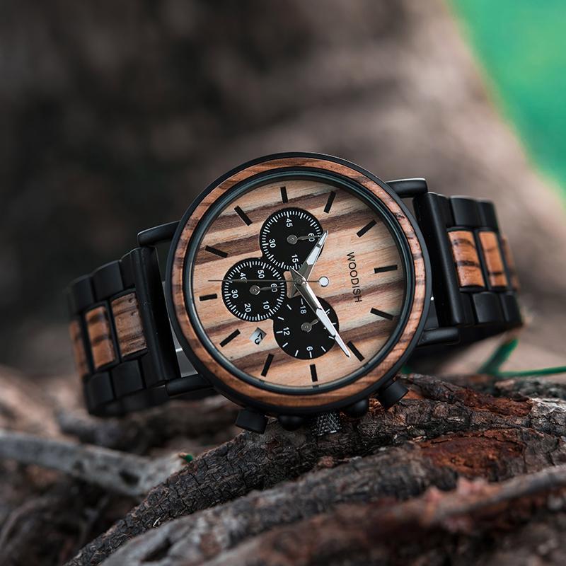 WOODEN STYLISH CHRONOGRAPH MILITARY WATCH FOR MEN P09-1 Men's watch Bobo Bird 