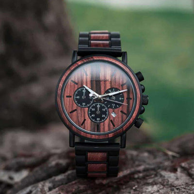 WOODEN STYLISH CHRONOGRAPH MILITARY WATCH FOR MEN P09-3 Men's watch Bobo Bird 