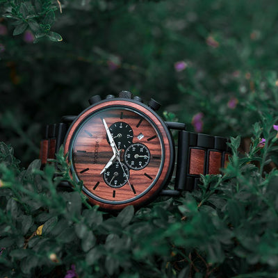 WOODEN STYLISH CHRONOGRAPH MILITARY WATCH FOR MEN P09-3 Men's watch Bobo Bird 