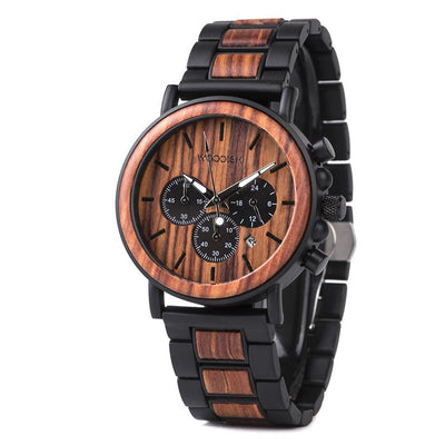 WOODEN STYLISH CHRONOGRAPH MILITARY WATCH FOR MEN P09-3 Men's watch Bobo Bird 