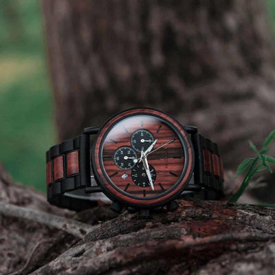 WOODEN STYLISH CHRONOGRAPH MILITARY WATCH FOR MEN P09-3 Men's watch Bobo Bird 