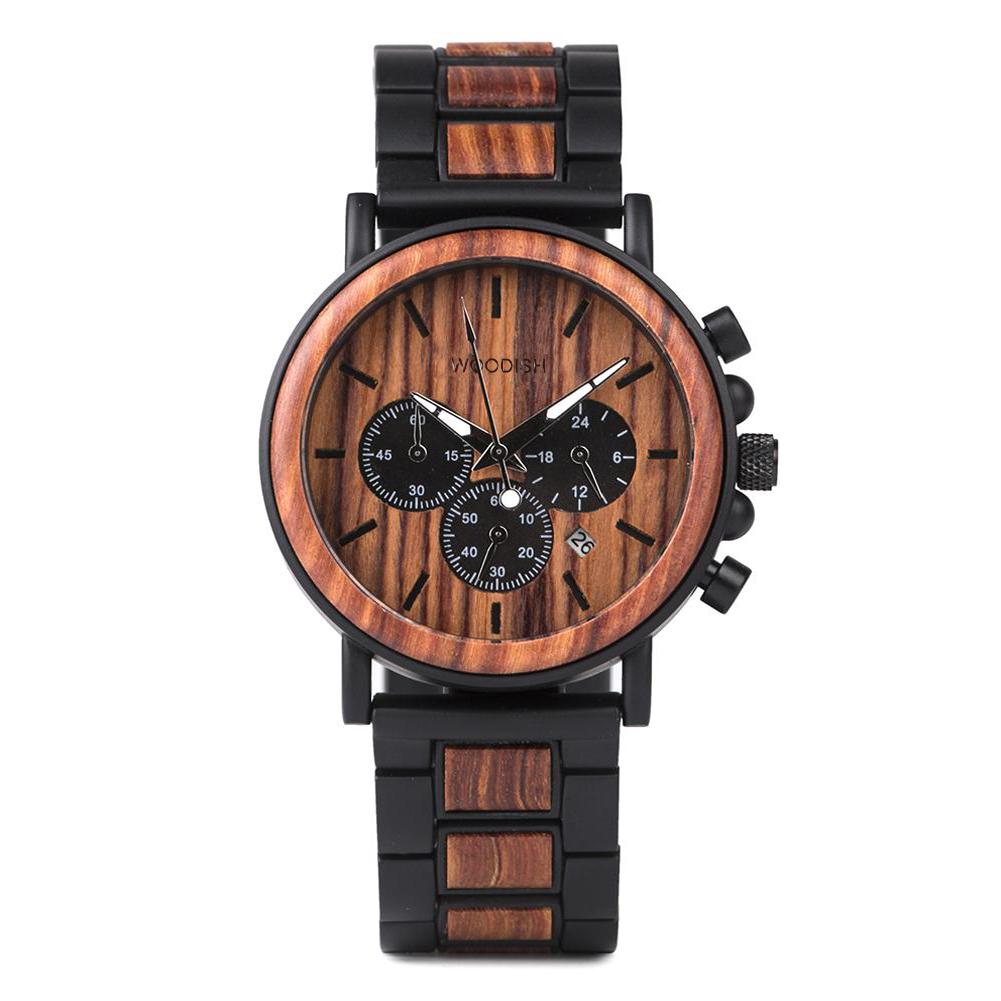 WOODEN STYLISH CHRONOGRAPH MILITARY WATCH FOR MEN P09-3 Men's watch Bobo Bird 