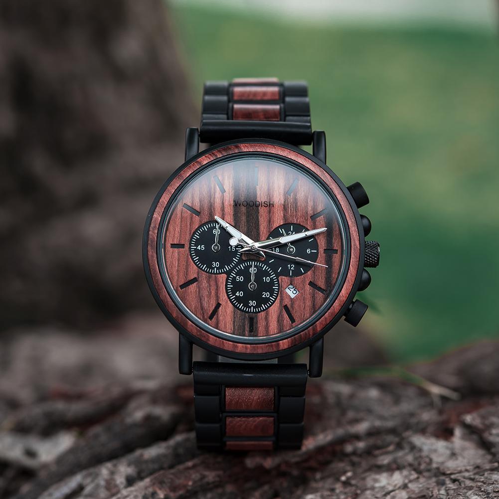 WOODEN STYLISH CHRONOGRAPH MILITARY WATCH FOR MEN P09-3 Men's watch Bobo Bird 