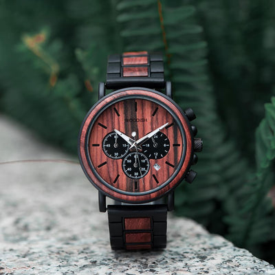 WOODEN STYLISH CHRONOGRAPH MILITARY WATCH FOR MEN P09-3 Men's watch Bobo Bird 